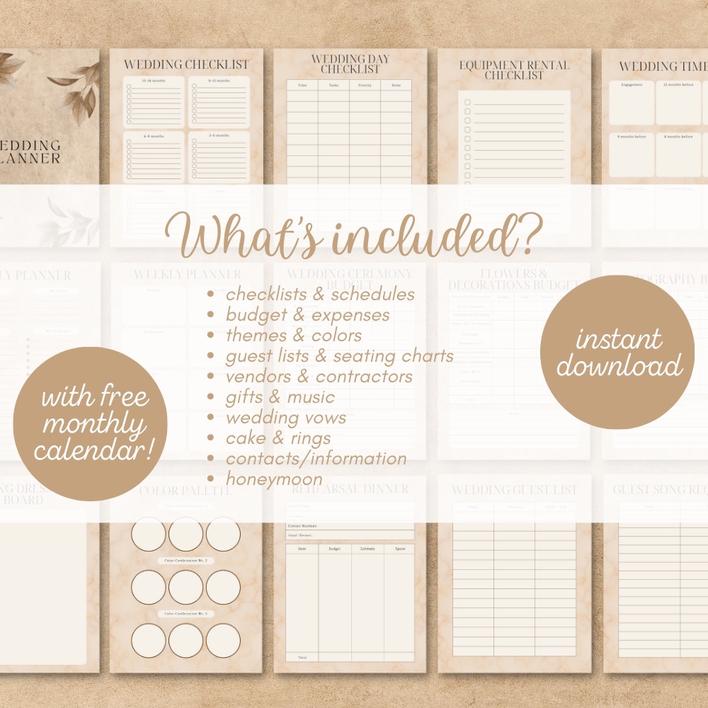Wedding Planner Instant Download